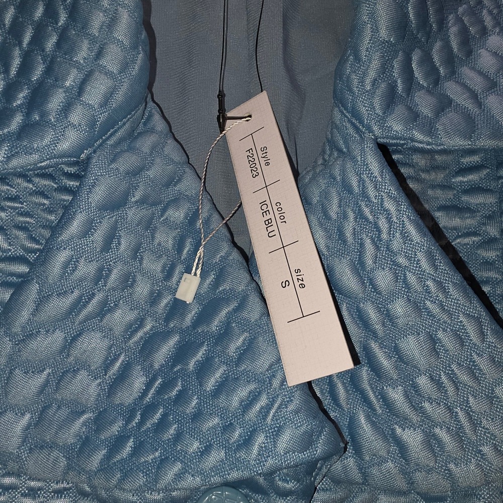 Samuel Dong Trench Coat Women S Ice Blue New Textured Bubble Belted F22023 - Picture 4 of 13